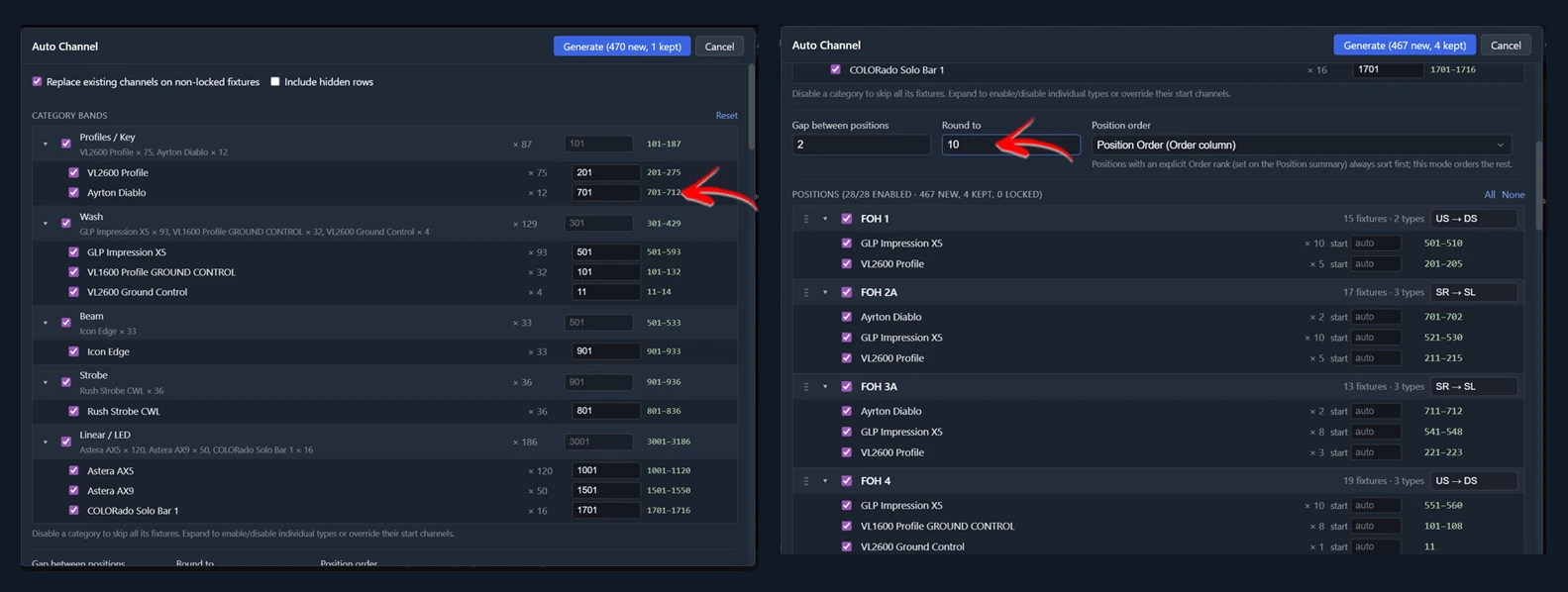 Auto Channel run dialog