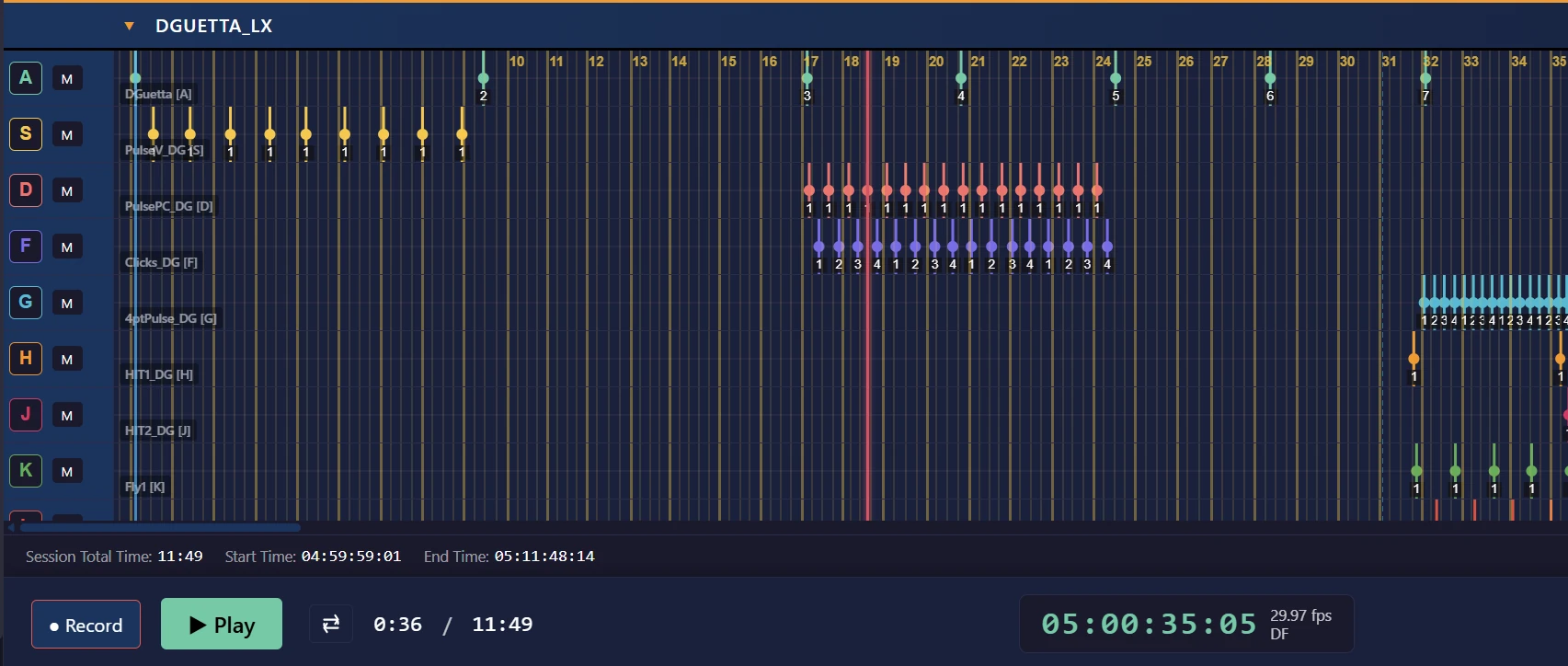 Recording MA events against timecode